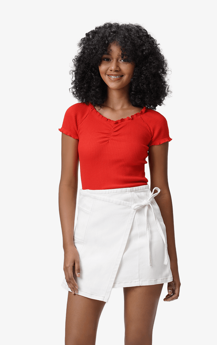 RUFFLED RUCHED FRONT TOP - Just G | Number 1 women's and teen fashion brand. Shop online at justg.com.ph | Cash on delivery ( COD ) and Prepaid transaction available.