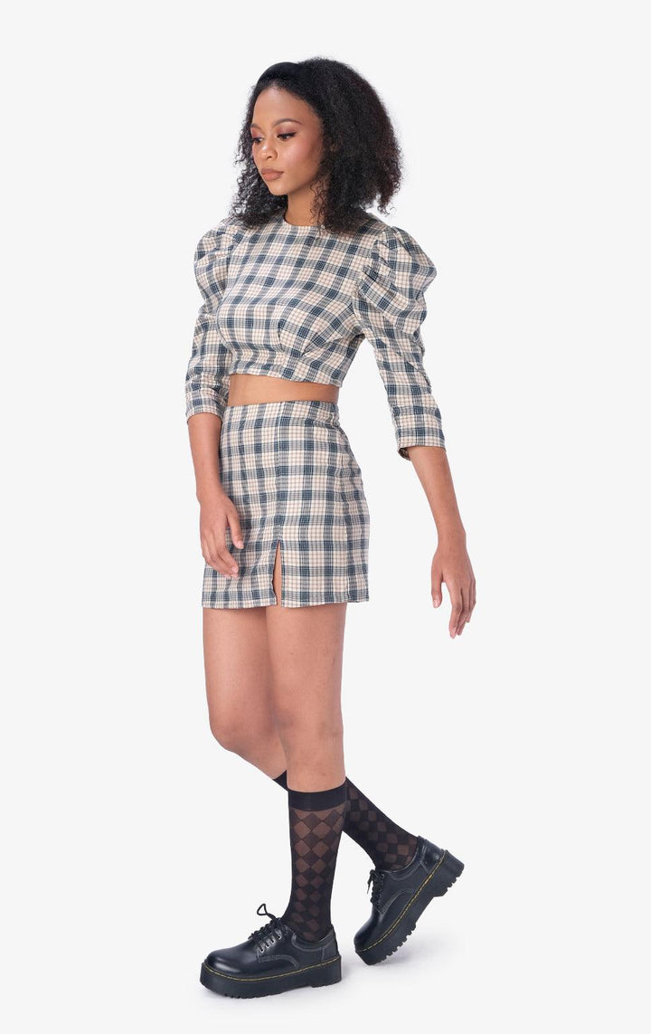 CHECKERED SKIRT SET - Just G | Number 1 women's and teen fashion brand. Shop online at justg.com.ph | Cash on delivery ( COD ) and Prepaid transaction available.