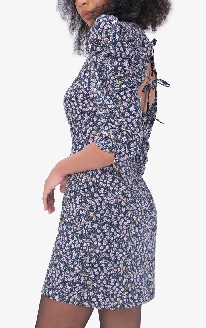 VINTAGE FLORAL BACK TIES DRESS - Just G | Number 1 women's and teen fashion brand. Shop online at justg.com.ph | Cash on delivery ( COD ) and Prepaid transaction available.