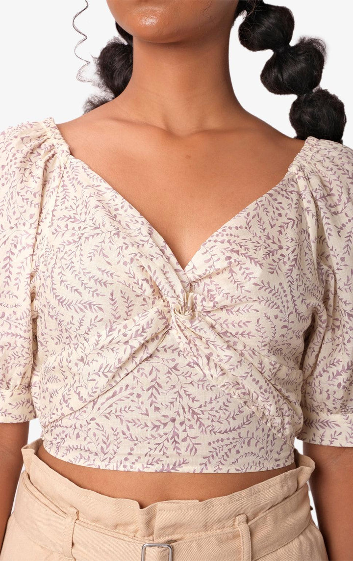 VINES PRINT TWIST FRONT BLOUSE - Just G | Number 1 women's and teen fashion brand. Shop online at justg.com.ph | Cash on delivery ( COD ) and Prepaid transaction available.