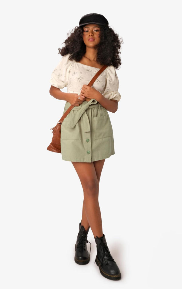 SAGE BELTED A-LINE HIGHWAIST SKIRT - Just G | Number 1 women's and teen fashion brand. Shop online at justg.com.ph | Cash on delivery ( COD ) and Prepaid transaction available.