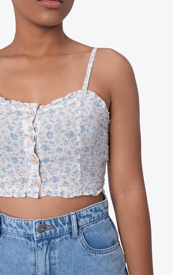 FLORAL PRINT STRAPPY TOP - Just G | Number 1 women's and teen fashion brand. Shop online at justg.com.ph | Cash on delivery ( COD ) and Prepaid transaction available.