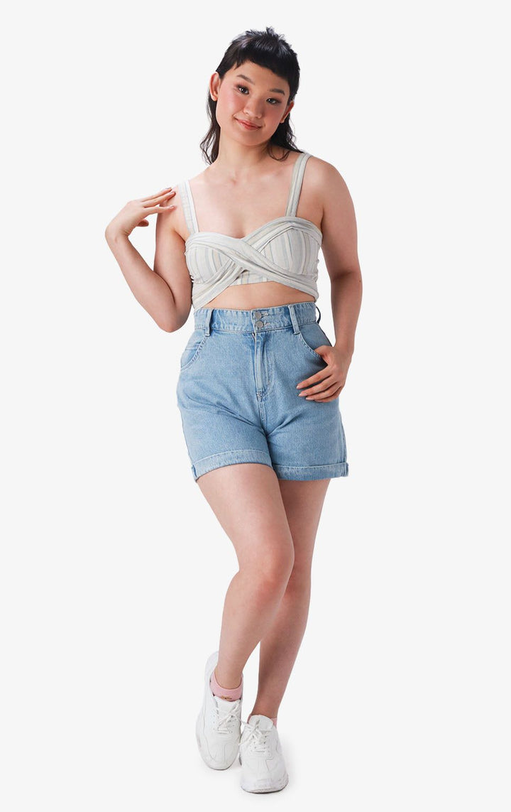 STRIPED SELF TIE CROP TOP - Just G | Number 1 women's and teen fashion brand. Shop online at justg.com.ph | Cash on delivery ( COD ) and Prepaid transaction available.