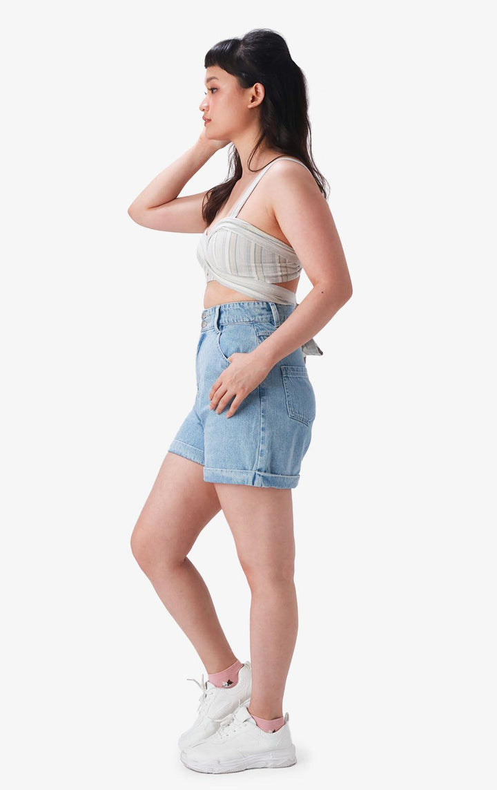 STRIPED SELF TIE CROP TOP - Just G | Number 1 women's and teen fashion brand. Shop online at justg.com.ph | Cash on delivery ( COD ) and Prepaid transaction available.