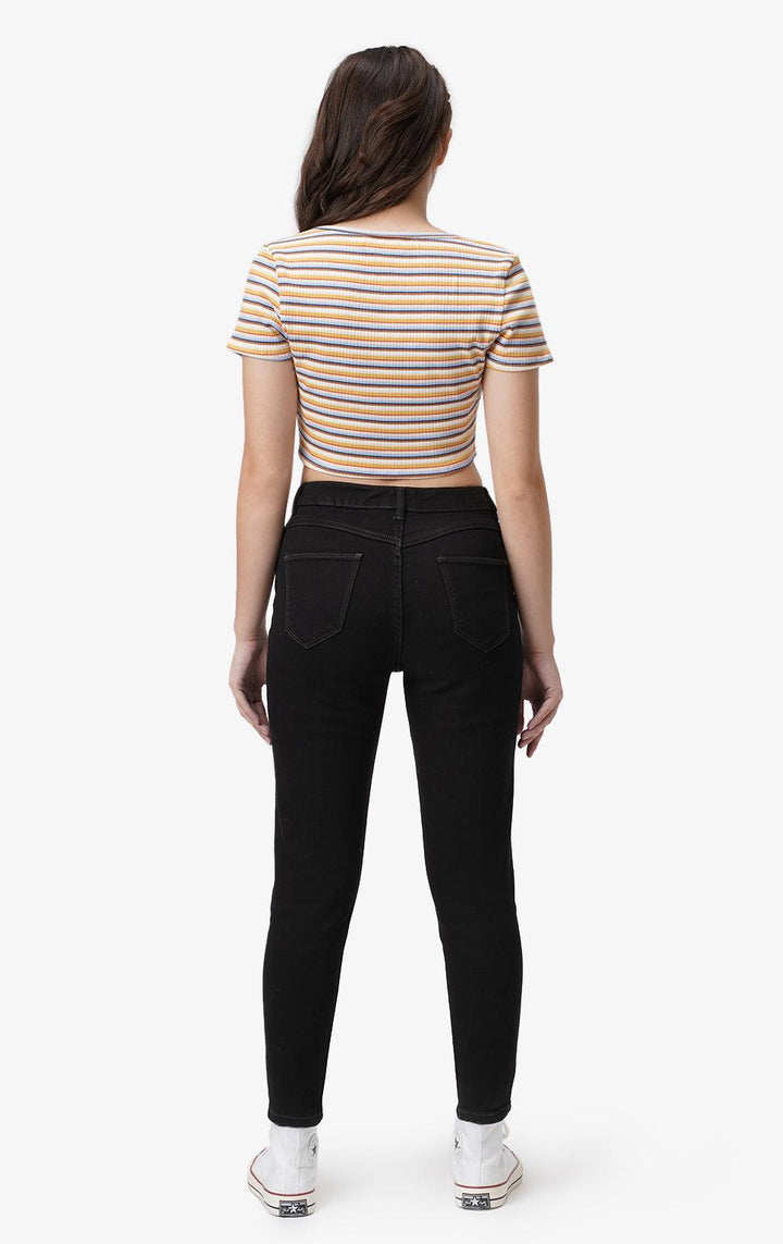 STRIPPED HENLEY CROPPED TOP - Just G | Number 1 women's and teen fashion brand. Shop online at justg.com.ph | Cash on delivery ( COD ) and Prepaid transaction available.