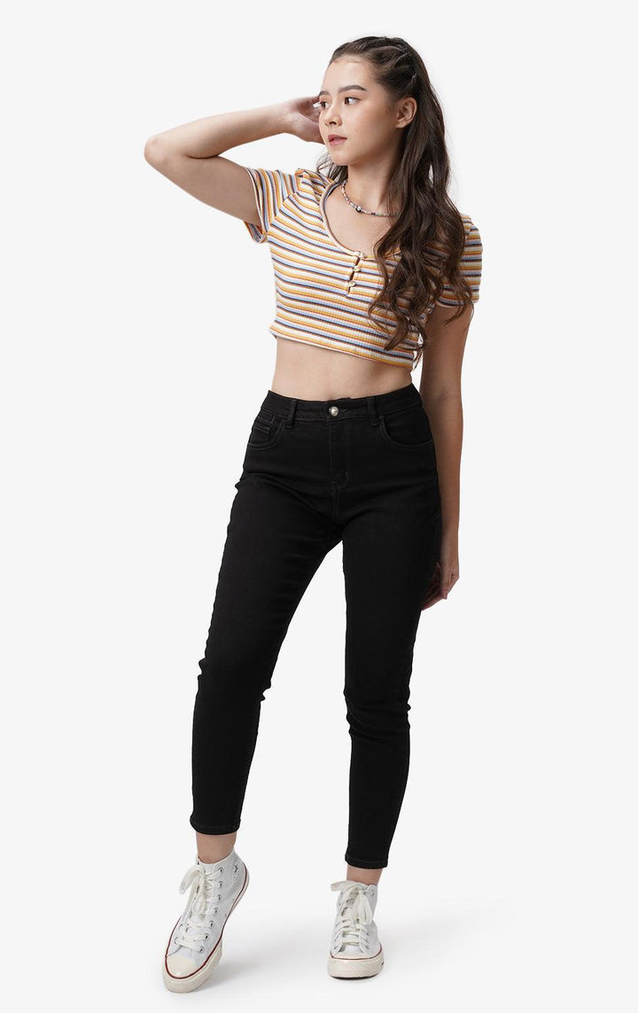 STRIPPED HENLEY CROPPED TOP - Just G | Number 1 women's and teen fashion brand. Shop online at justg.com.ph | Cash on delivery ( COD ) and Prepaid transaction available.