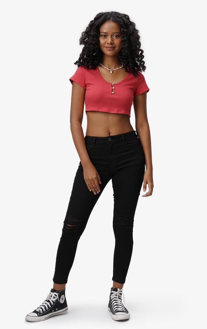 HENLEY CROPPED TOP - Just G | Number 1 women's and teen fashion brand. Shop online at justg.com.ph | Cash on delivery ( COD ) and Prepaid transaction available.