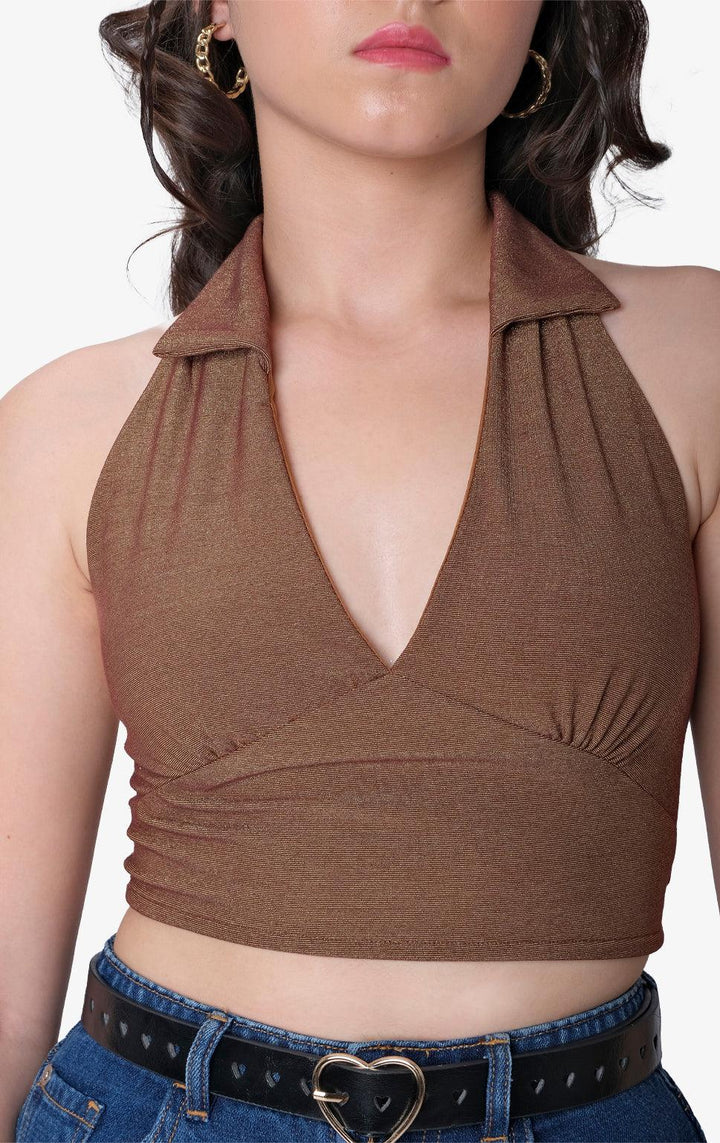 LUREX COLLARED BACKLESS TOP - Just G | Number 1 women's and teen fashion brand. Shop online at justg.com.ph | Cash on delivery ( COD ) and Prepaid transaction available.