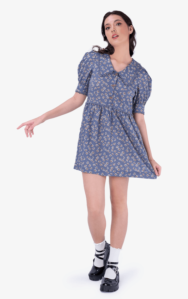 FLORAL LACE COLLAR DRESS - Just G | Number 1 women's and teen fashion brand. Shop online at justg.com.ph | Cash on delivery ( COD ) and Prepaid transaction available.