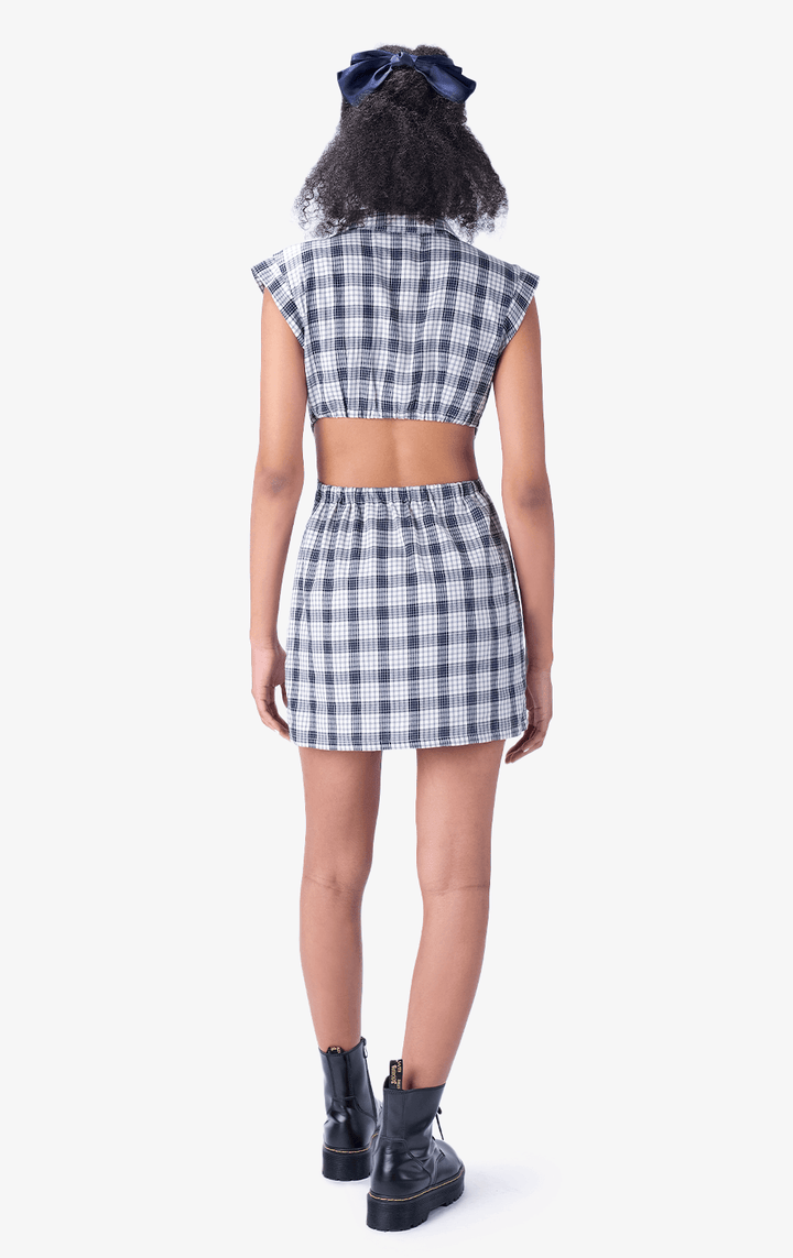 CHECKERED CUT OUT DRESS - Just G | Number 1 women's and teen fashion brand. Shop online at justg.com.ph | Cash on delivery ( COD ) and Prepaid transaction available.