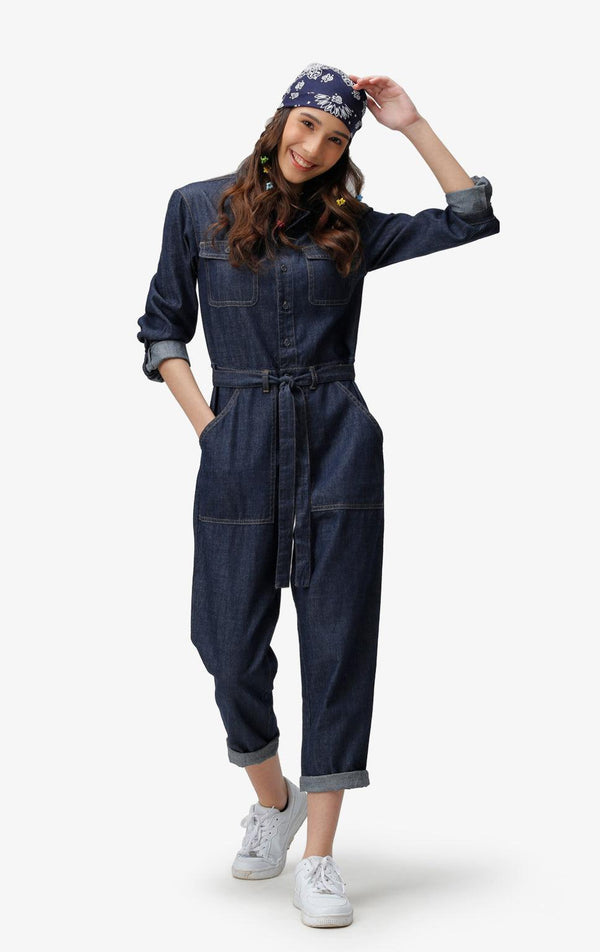 LONG SLEEVES BELTED JUMPSUIT - Just G | Number 1 women's and teen fashion brand. Shop online at justg.com.ph | Cash on delivery ( COD ) and Prepaid transaction available.