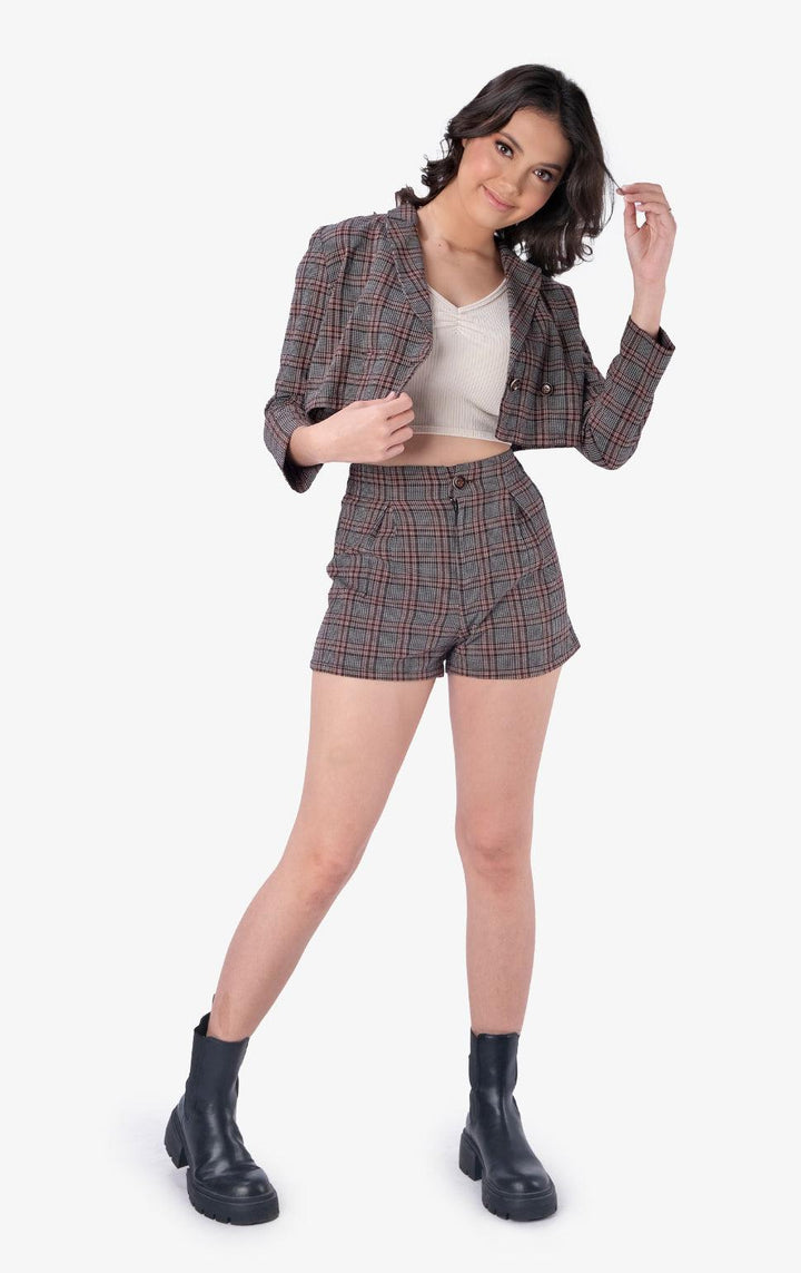 PLAID BLAZER & SHORTS SET - Just G | Number 1 women's and teen fashion brand. Shop online at justg.com.ph | Cash on delivery ( COD ) and Prepaid transaction available.