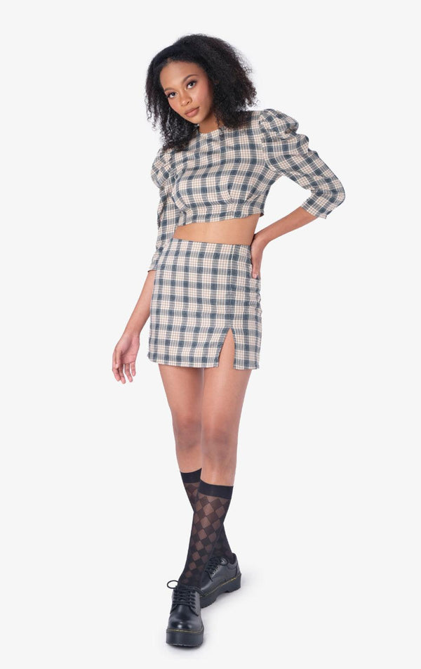 CHECKERED SKIRT SET - Just G | Number 1 women's and teen fashion brand. Shop online at justg.com.ph | Cash on delivery ( COD ) and Prepaid transaction available.