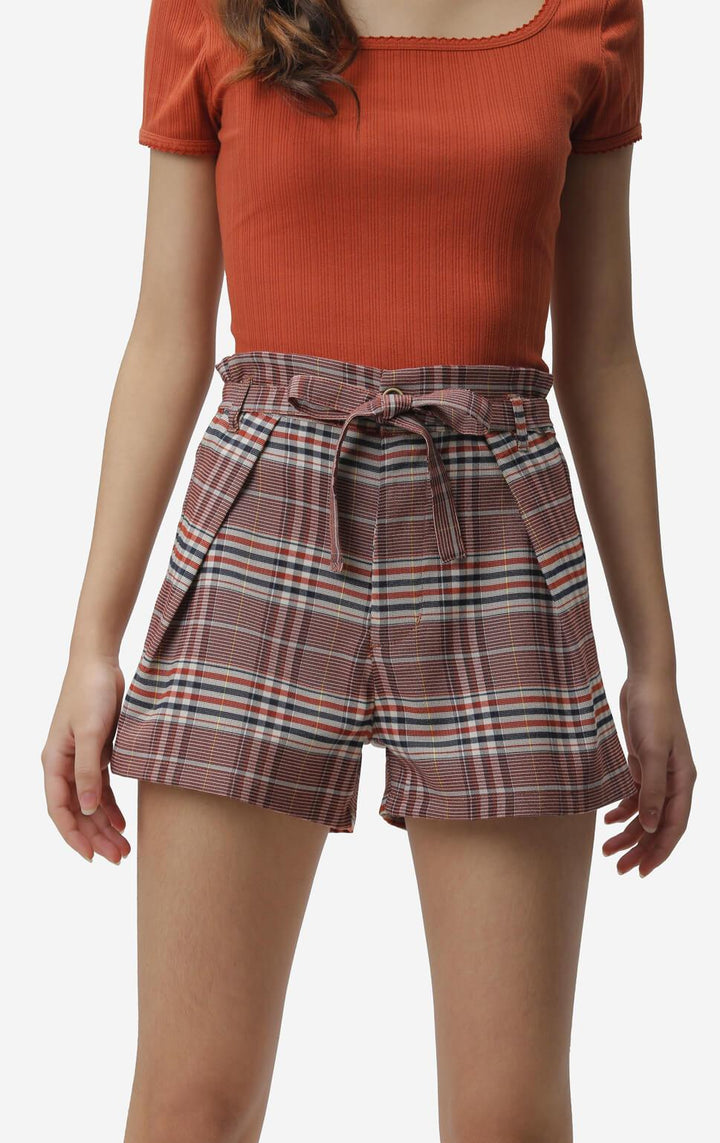 PLEATED SHORTS WITH BELT - Just G | Number 1 women's and teen fashion brand. Shop online at justg.com.ph | Cash on delivery ( COD ) and Prepaid transaction available.