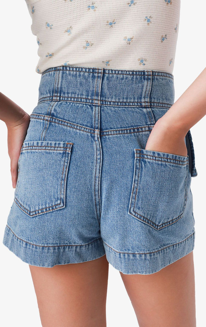 HIGH WAISTED DENIM 6 BUTTON SHORTS - Just G | Number 1 women's and teen fashion brand. Shop online at justg.com.ph | Cash on delivery ( COD ) and Prepaid transaction available.