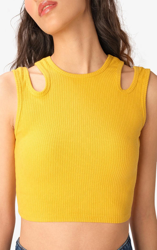 TANK TOP WITH SHOULDER CUT OUT - Just G | Number 1 women's and teen fashion brand. Shop online at justg.com.ph | Cash on delivery ( COD ) and Prepaid transaction available.