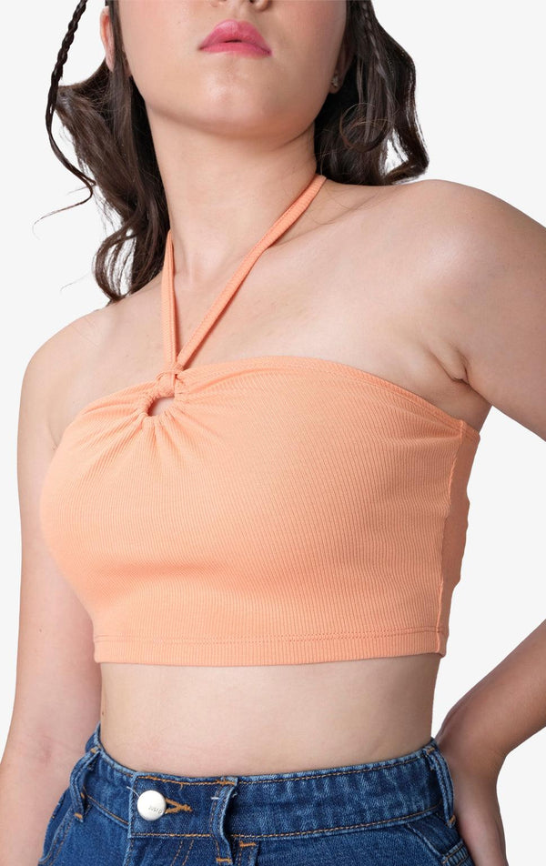 APRICOT KEYHOLE HALTER TOP - Just G | Number 1 women's and teen fashion brand. Shop online at justg.com.ph | Cash on delivery ( COD ) and Prepaid transaction available.