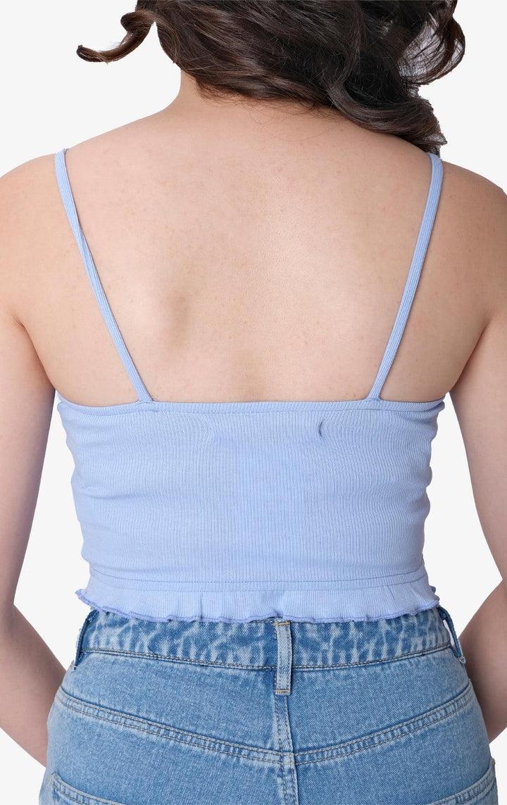 BLUE STRAPPY CORSET TOP W/ RUFFLES - Just G | Number 1 women's and teen fashion brand. Shop online at justg.com.ph | Cash on delivery ( COD ) and Prepaid transaction available.