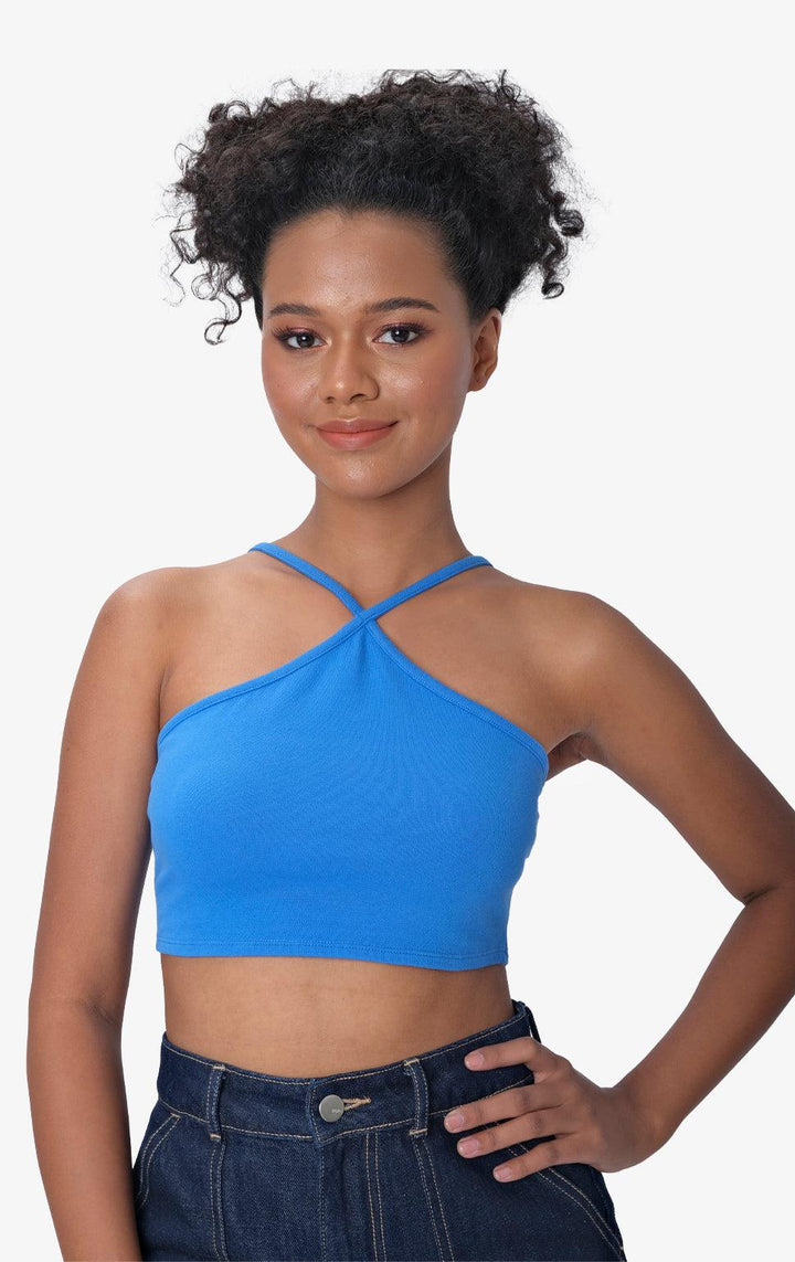 BLUE HALTER NECK TOP - Just G | Number 1 women's and teen fashion brand. Shop online at justg.com.ph | Cash on delivery ( COD ) and Prepaid transaction available.